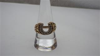 10K GOLD NUGGET DIAMOND HORSEHOE RING 4397G SIZE 10.5
